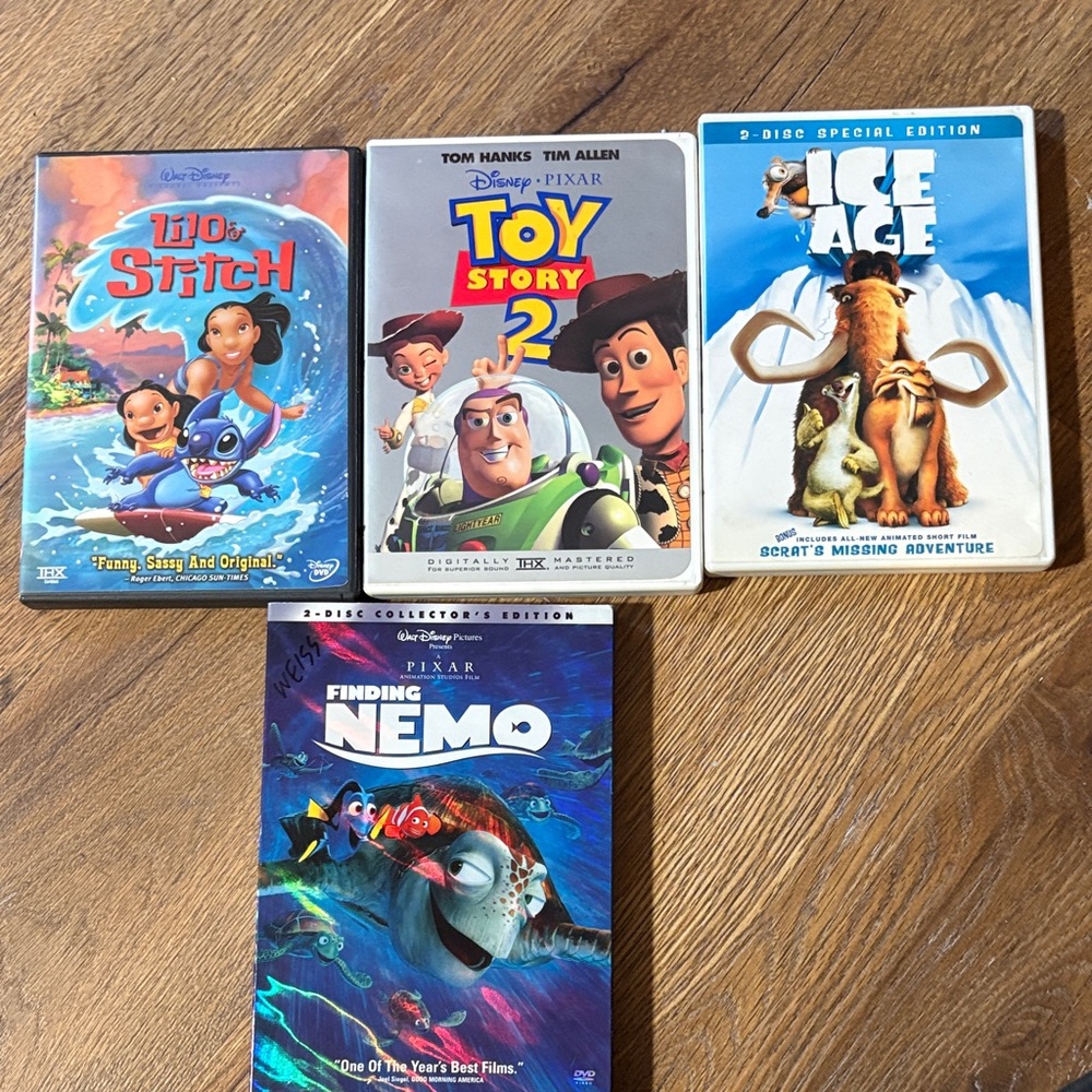 Disney Pixar DVD Collection - Lilo & Stitch, Toy Story 2, Ice Age, Finding Nemo